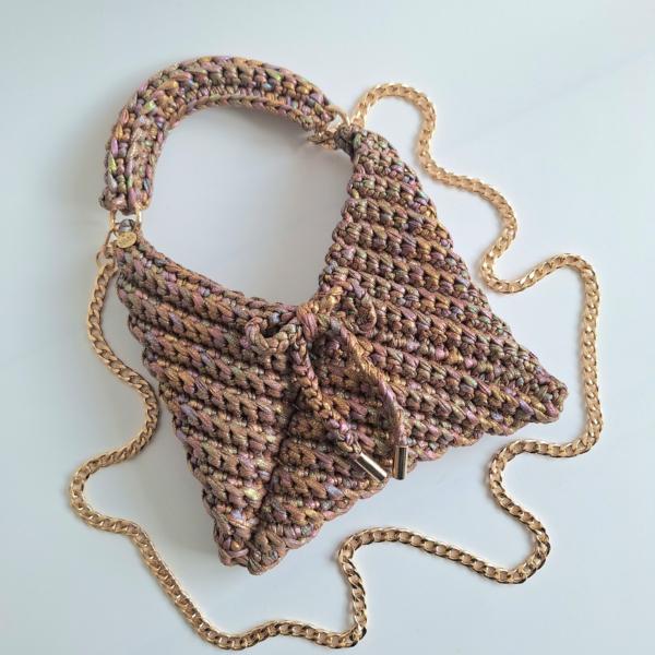 Gehaakte crossbody tas | Glitter bruin