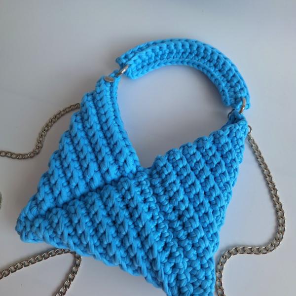 Gehaakte crossbody tas 'Tiffany blauw'