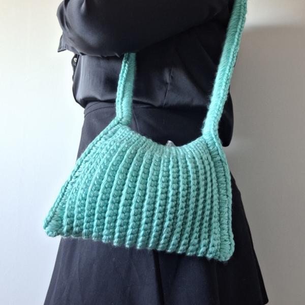 Gehaakte chunky tas | mintgroen