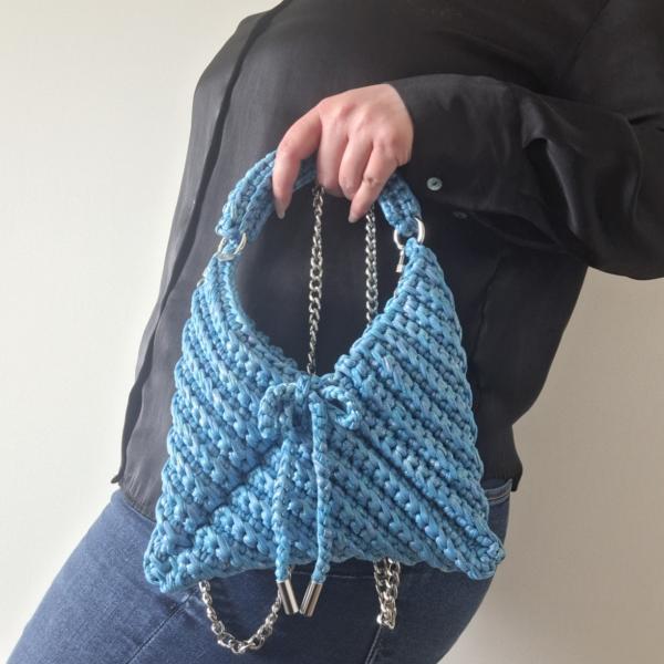 Gehaakte crossbody tas | Glitter blauw