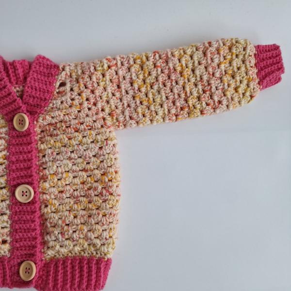 Gehaakt baby vestje | Roze en oranje gemêleerd