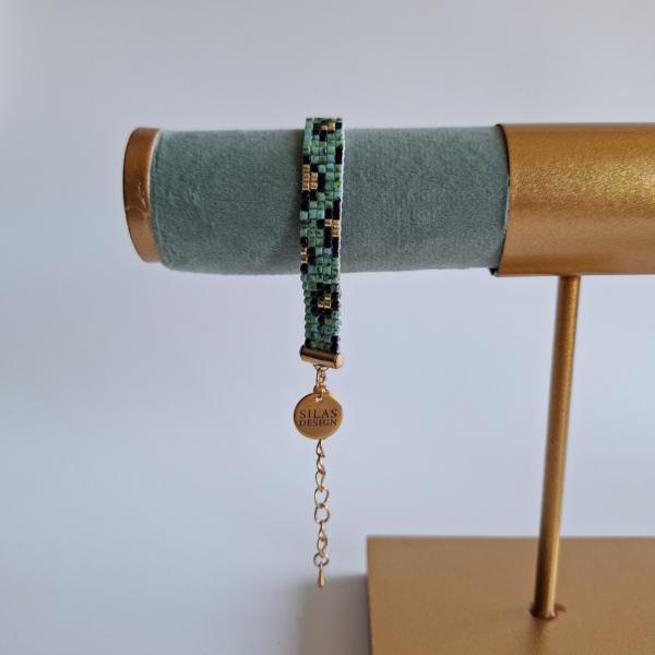 Geweven kralen armband | Turquoise luipaard