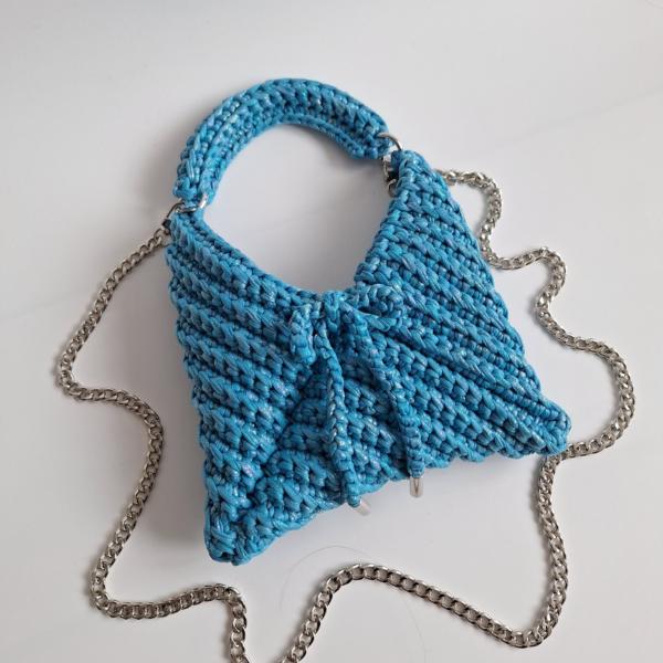 Gehaakte crossbody tas | Glitter blauw