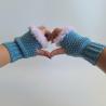 Thumbnail for Gehaakte handschoenen - gehaakte vingerloze handschoenen | Denimblauw en lila