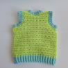 Thumbnail for Gehaakt baby vestje | Limoengroen en mintgroen met blauwe bloemen