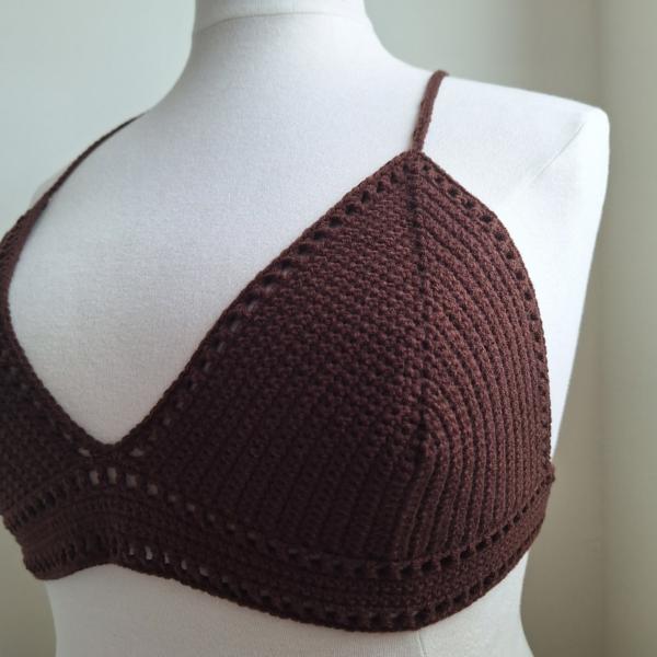 Gehaakt topje 'Boho top koffie'