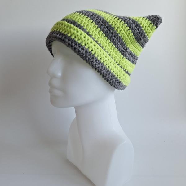 Gehaakte muts | Limoengroen en grijs