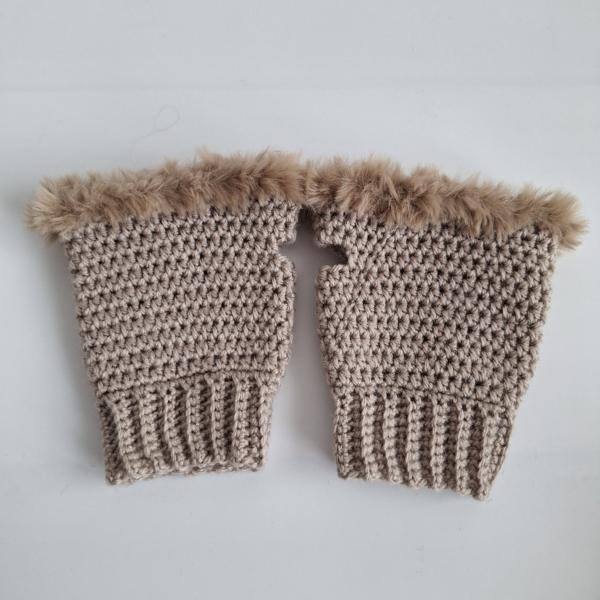 Gehaakte handschoenen - gehaakte vingerloze handschoenen | Beige