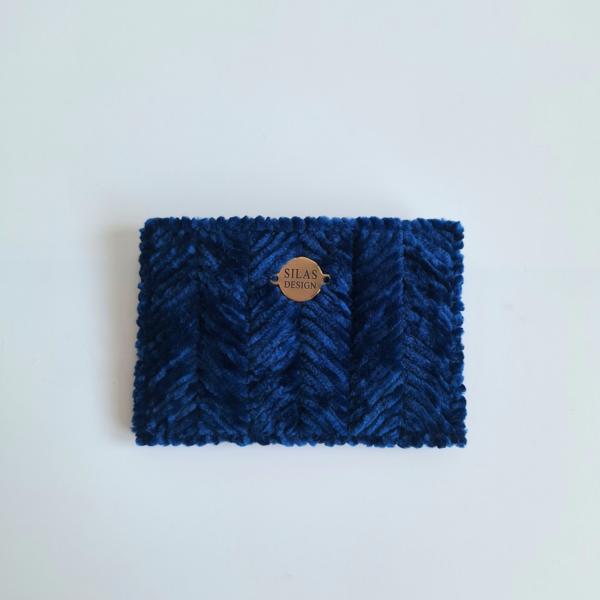 Geweven pasjeshouder | Donkerblauw velvet look