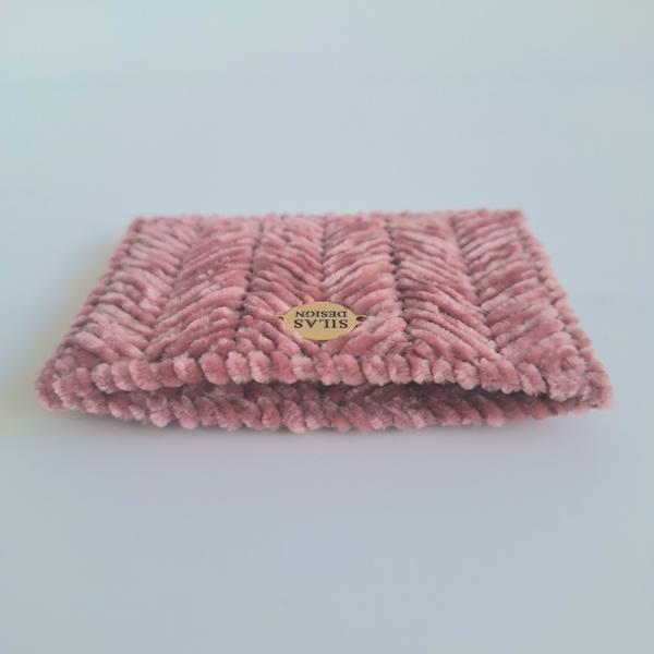 Geweven pasjeshouder | Mauve velvet look