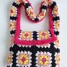 Thumbnail for Gehaakte granny square tas | Zwart, roze en geel