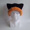 Thumbnail for Gehaakte muts met imitatiebont | Zwart en oranje