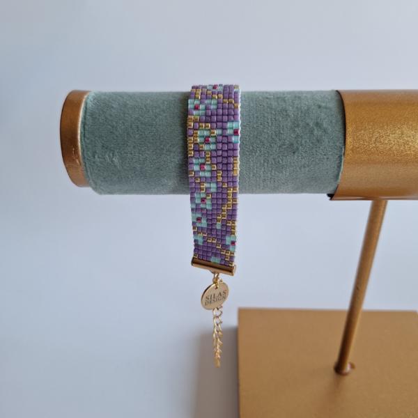 Geweven kralen armband | Mintgroene bloesem