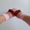 Thumbnail for Gehaakte handschoenen - gehaakte vingerloze handschoenen | Lichtroze, poeder roze, koraaloranje, roestbruin en wijnrood