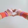 Thumbnail for Gehaakte handschoenen - gehaakte vingerloze handschoenen | Koraaloranje, lavendel, perzik en poederroze