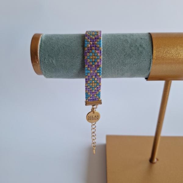 Geweven kralen armband | XOXO blauw en paars