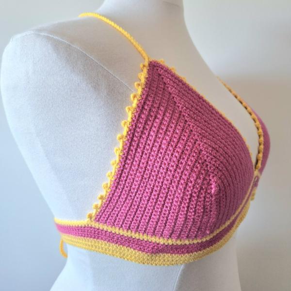 Gehaakt topje | Roze en geel