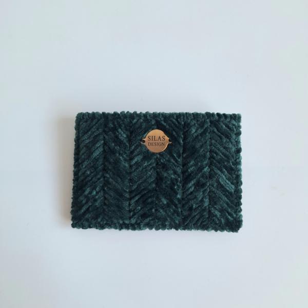 Geweven pasjeshouder | Donkergroen velvet look