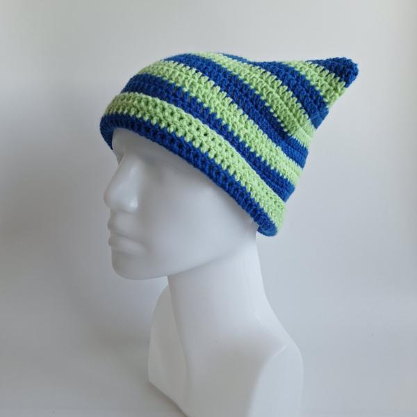 Gehaakte muts | Kobaltblauw en lichtgroen