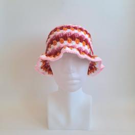 Gehaakte bucket hat | Pride lesbische vlag