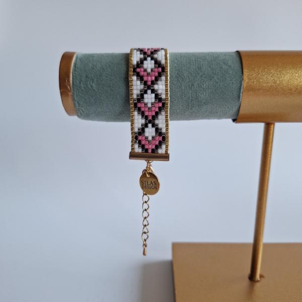 Geweven kralen armband | Roze zandloper