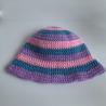 Thumbnail for Gehaakt baby zonnehoedje 'Roze, blauw en lila'