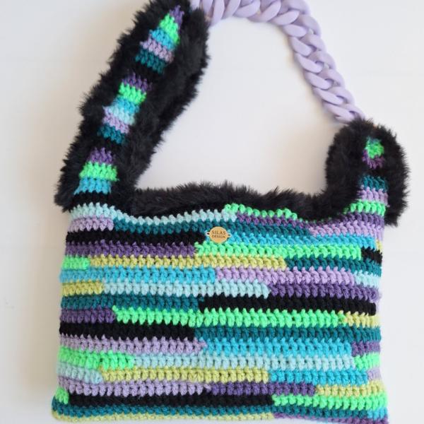 Gehaakte asymmetrische tas paars