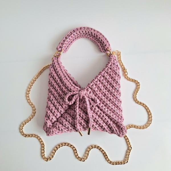 Gehaakte crossbody tas | Glitter lila