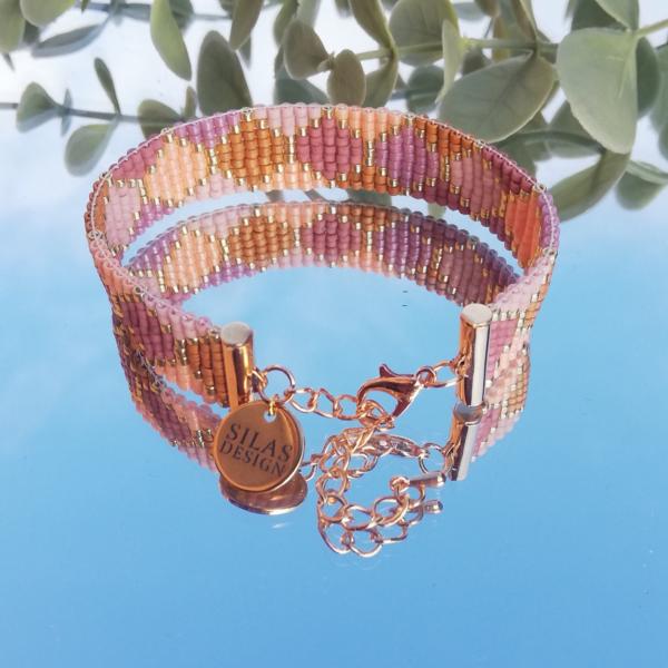 Geweven kralen armband 'Nude hexagon'