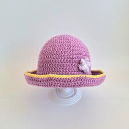 Gehaakt baby hoedje twee-in-een | Lavendel en geel