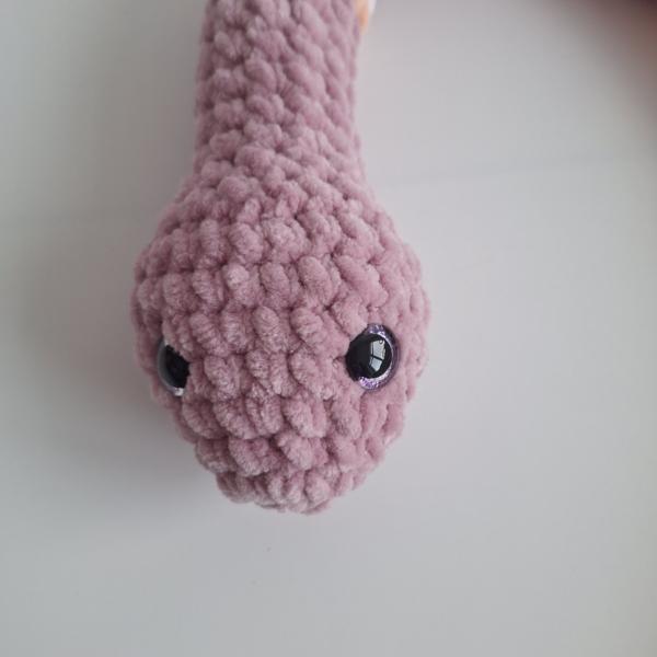 Gehaakte knuffel slang | Lila, perzikoranje en wit