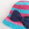 Thumbnail for Gehaakt baby zonnehoedje 'Roze en blauw met strik'