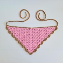 Gehaakte bandana | Lichtroze en lichtbruin