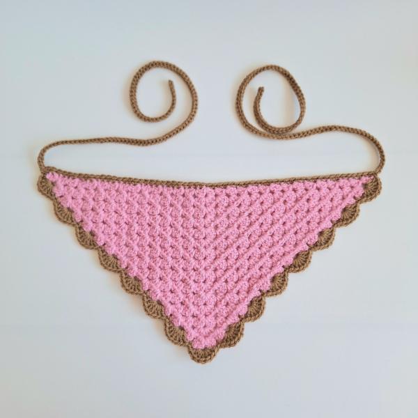 Gehaakte bandana | Lichtroze en lichtbruin