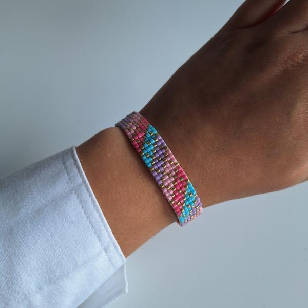 Geweven kralen armband | Pastel strepen