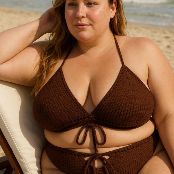 Gehaakt topje 'Boho top koffie'