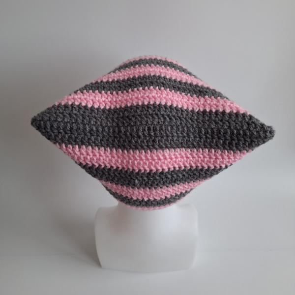Gehaakte muts | Lichtroze en donkergrijs