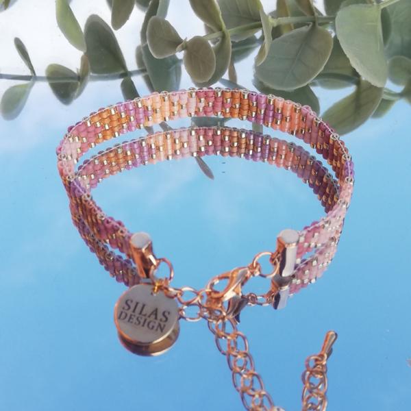 Geweven kralen armband 'Nude chevron'