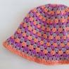 Thumbnail for Gehaakte bucket hat | Koraal, lavendel en mauve