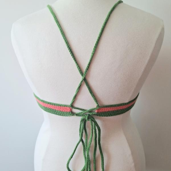 Gehaakt topje | Koraaloranje en groen