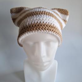 Gehaakte muts | Wit en beige
