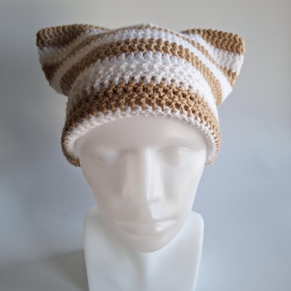 Gehaakte muts | Wit en beige