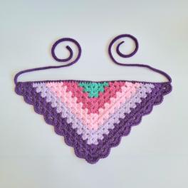 Gehaakte bandana | Turquoise, knalroze, lichtroze, lila en paars