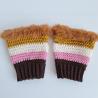 Thumbnail for Gehaakte handschoenen - gehaakte vingerloze handschoenen | Donkerbruin, lichtroze, crème, okergeel en karamelbruin