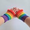 Thumbnail for Gehaakte handschoenen - gehaakte vingerloze handschoenen | Regenboog