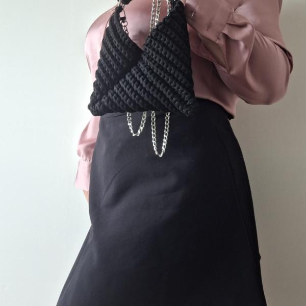 Gehaakte crossbody tas | Zwart