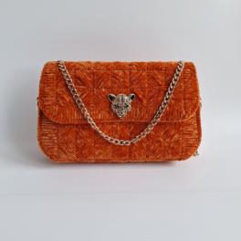 Geweven crossbody tas | Oranje en goud