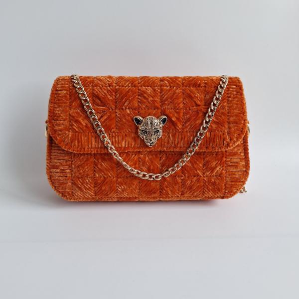 Geweven crossbody tas | Oranje en goud