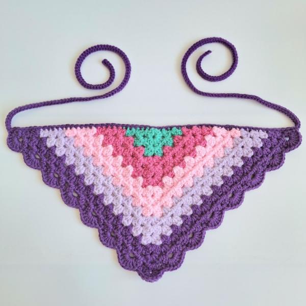 Gehaakte bandana | Turquoise, knalroze, lichtroze, lila en paars