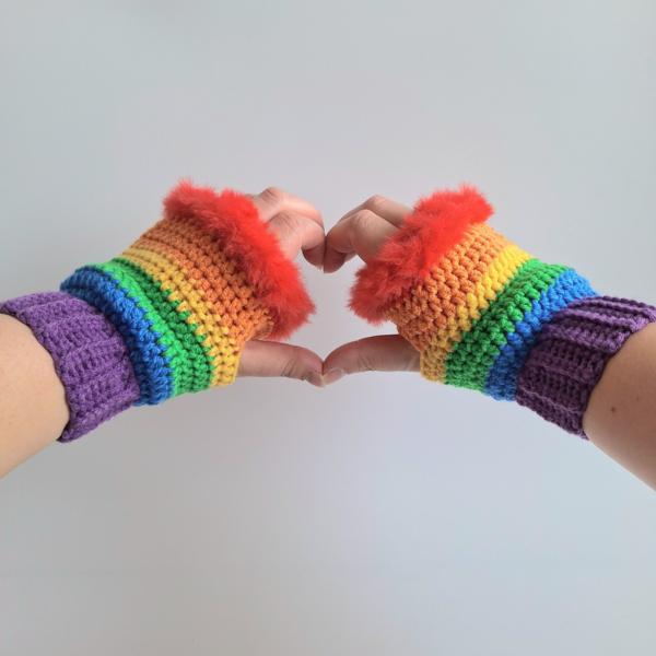 Gehaakte handschoenen - gehaakte vingerloze handschoenen | Regenboog